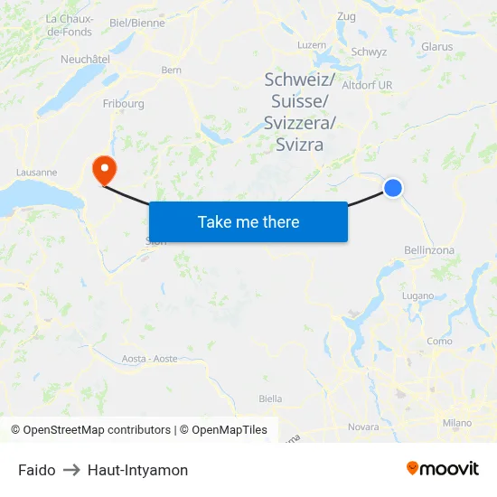 Faido to Haut-Intyamon map