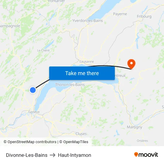 Divonne-Les-Bains to Haut-Intyamon map
