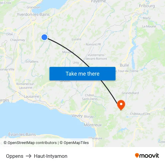 Oppens to Haut-Intyamon map