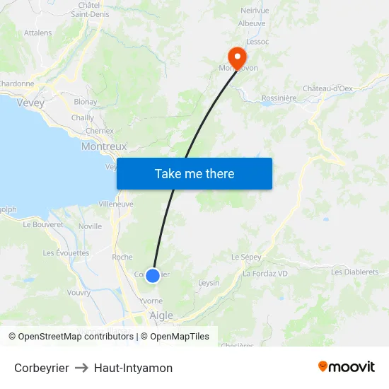Corbeyrier to Haut-Intyamon map