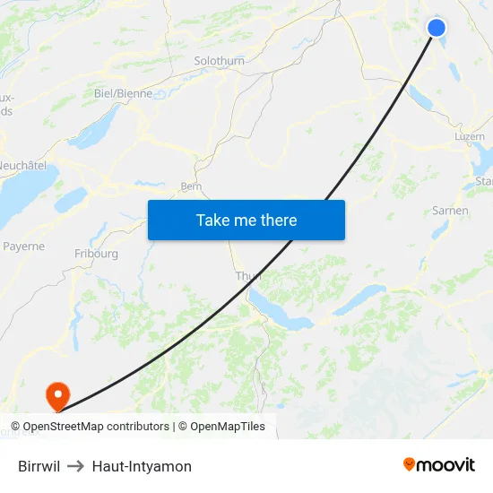 Birrwil to Haut-Intyamon map