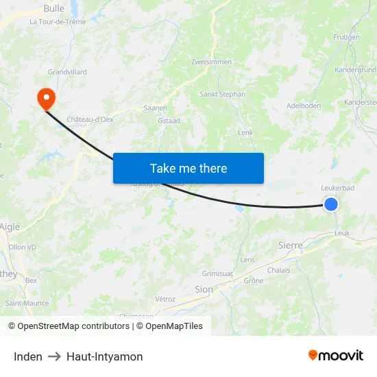 Inden to Haut-Intyamon map
