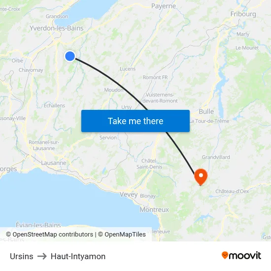 Ursins to Haut-Intyamon map