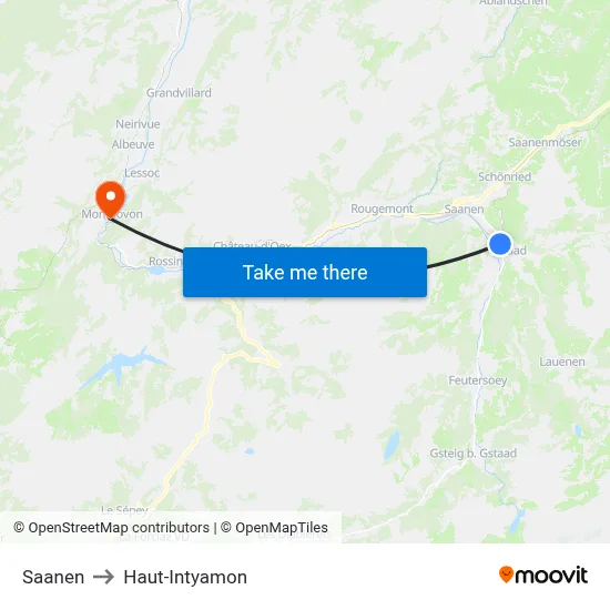 Saanen to Haut-Intyamon map