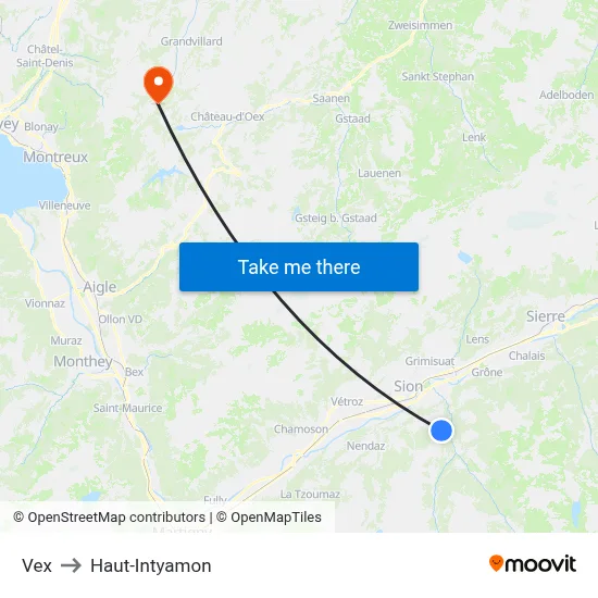 Vex to Haut-Intyamon map