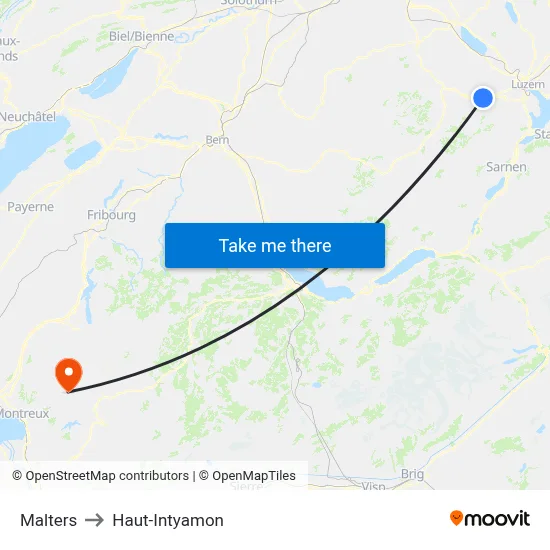 Malters to Haut-Intyamon map