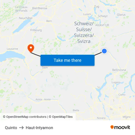 Quinto to Haut-Intyamon map