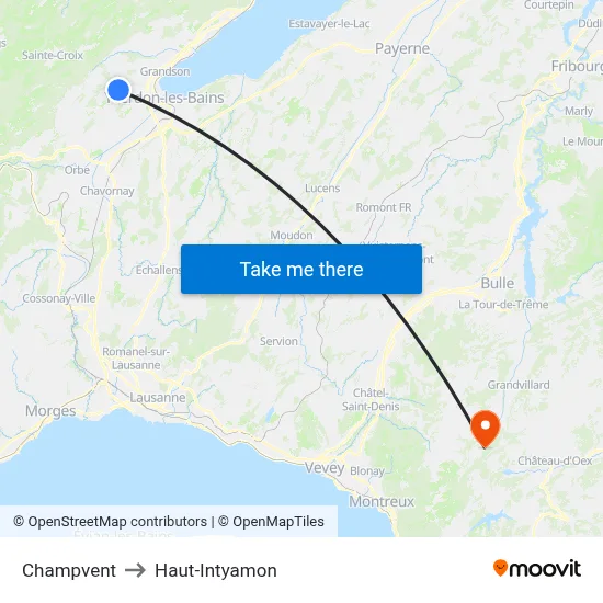 Champvent to Haut-Intyamon map