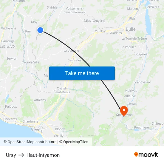 Ursy to Haut-Intyamon map