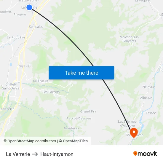 La Verrerie to Haut-Intyamon map
