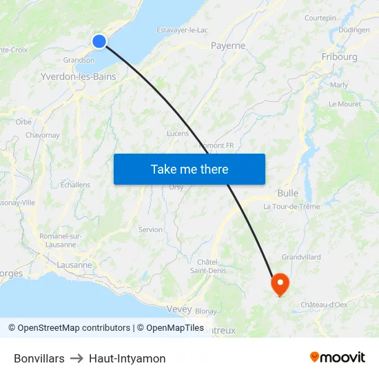 Bonvillars to Haut-Intyamon map