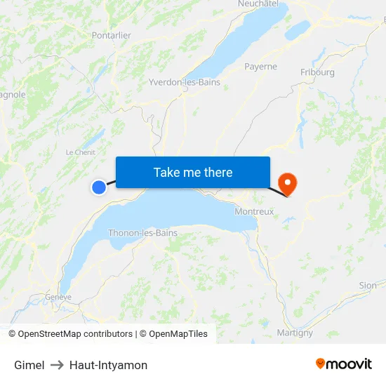 Gimel to Haut-Intyamon map