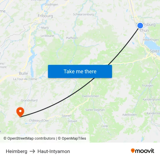 Heimberg to Haut-Intyamon map