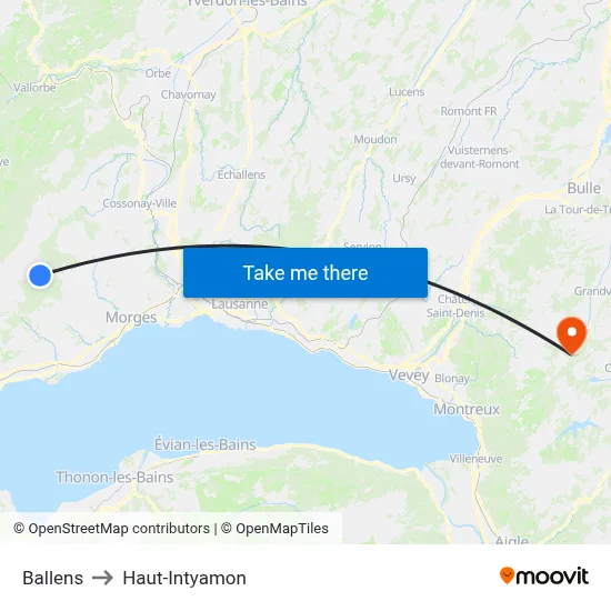 Ballens to Haut-Intyamon map