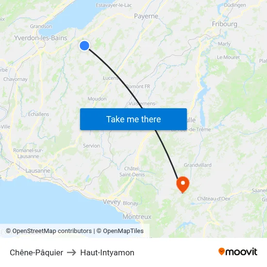 Chêne-Pâquier to Haut-Intyamon map