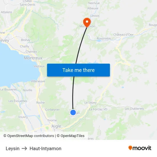 Leysin to Haut-Intyamon map