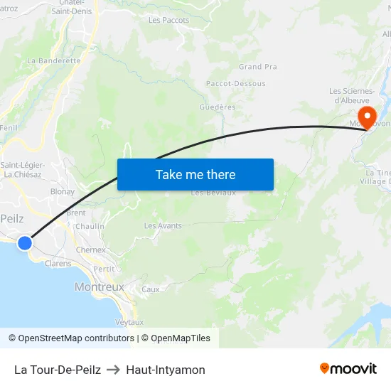 La Tour-De-Peilz to Haut-Intyamon map