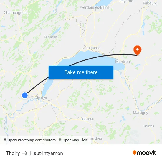 Thoiry to Haut-Intyamon map