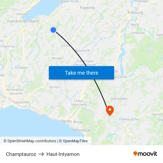 Champtauroz to Haut-Intyamon map