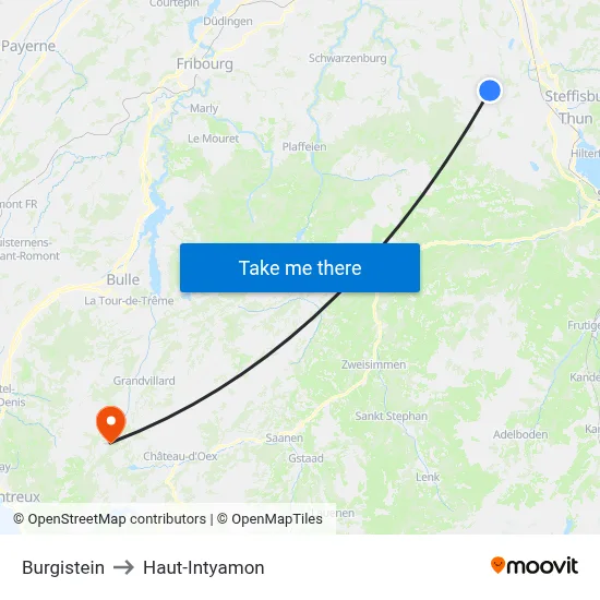 Burgistein to Haut-Intyamon map