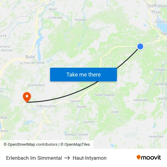 Erlenbach Im Simmental to Haut-Intyamon map