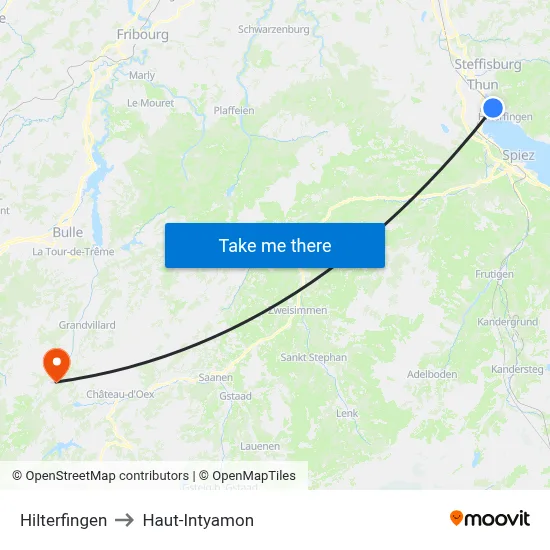 Hilterfingen to Haut-Intyamon map
