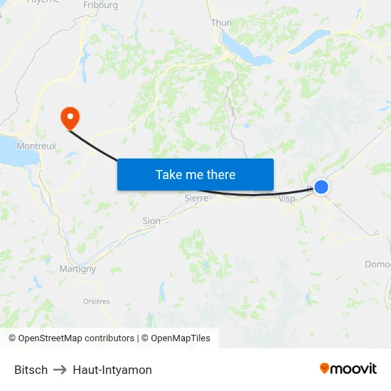 Bitsch to Haut-Intyamon map