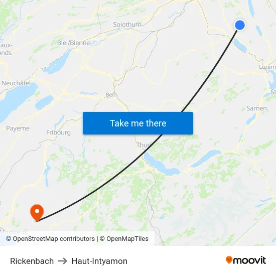 Rickenbach to Haut-Intyamon map