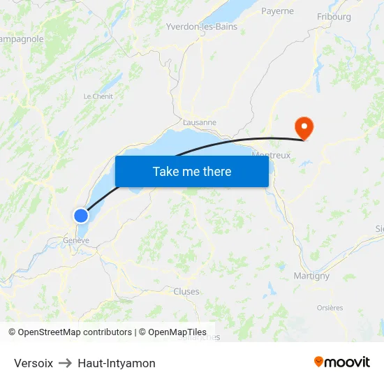 Versoix to Haut-Intyamon map