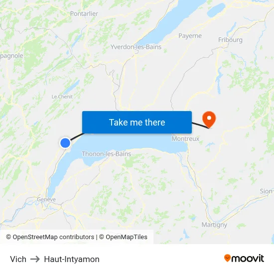 Vich to Haut-Intyamon map
