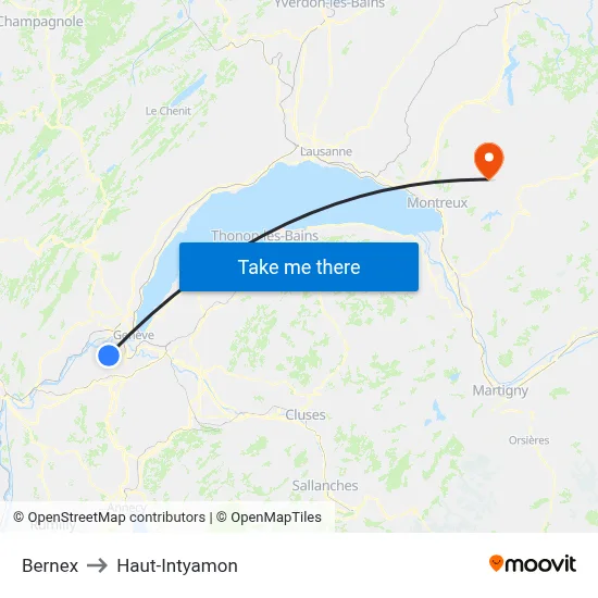 Bernex to Haut-Intyamon map