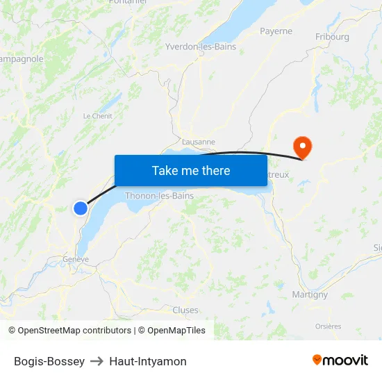 Bogis-Bossey to Haut-Intyamon map