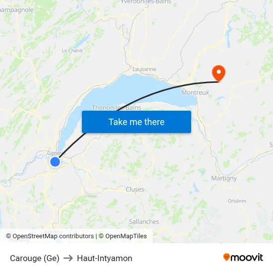 Carouge (Ge) to Haut-Intyamon map