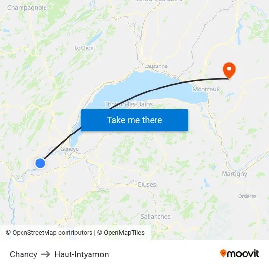 Chancy to Haut-Intyamon map