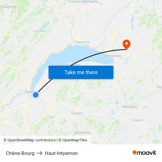 Chêne-Bourg to Haut-Intyamon map