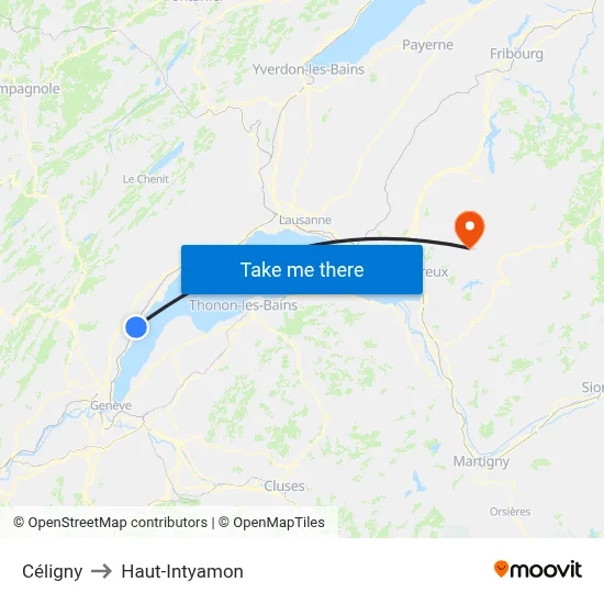Céligny to Haut-Intyamon map