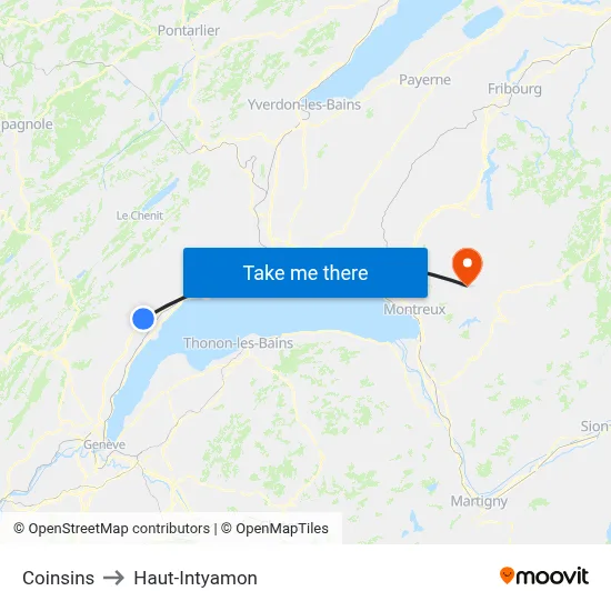 Coinsins to Haut-Intyamon map