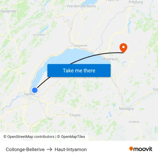 Collonge-Bellerive to Haut-Intyamon map