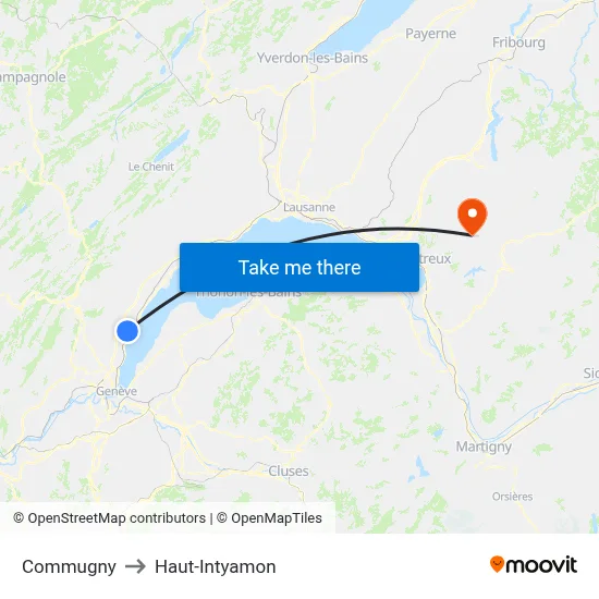 Commugny to Haut-Intyamon map