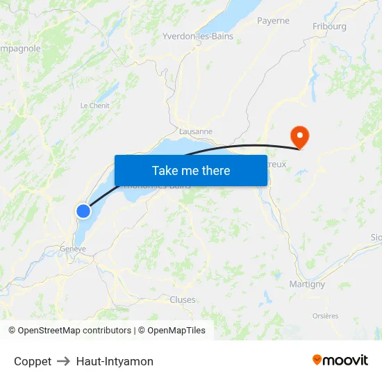 Coppet to Haut-Intyamon map