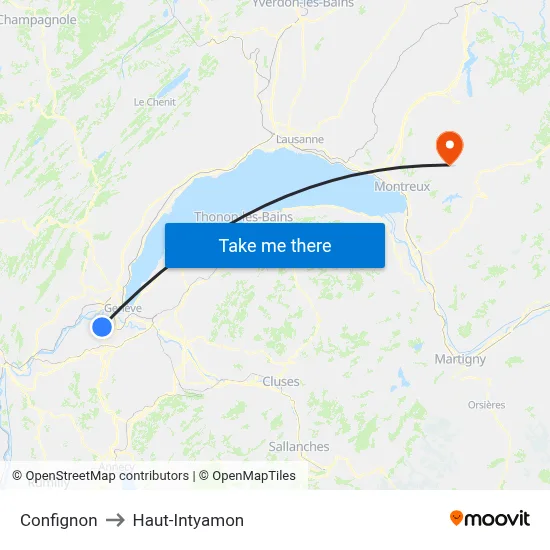 Confignon to Haut-Intyamon map