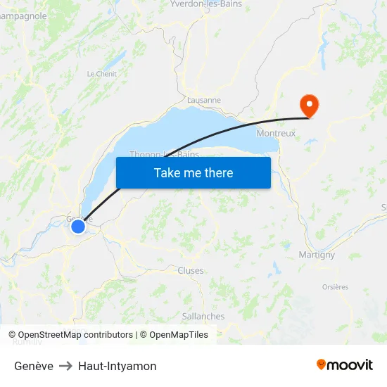 Genève to Haut-Intyamon map
