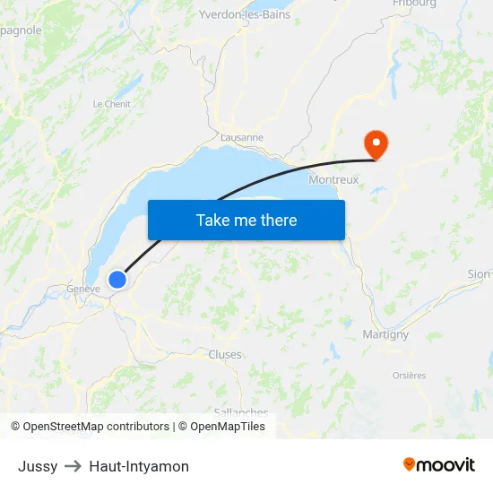 Jussy to Haut-Intyamon map