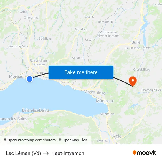 Lac Léman (Vd) to Haut-Intyamon map