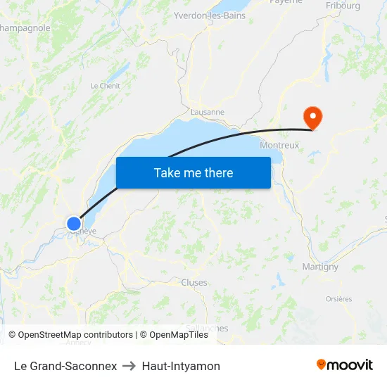 Le Grand-Saconnex to Haut-Intyamon map