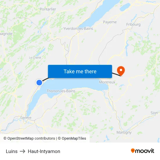 Luins to Haut-Intyamon map