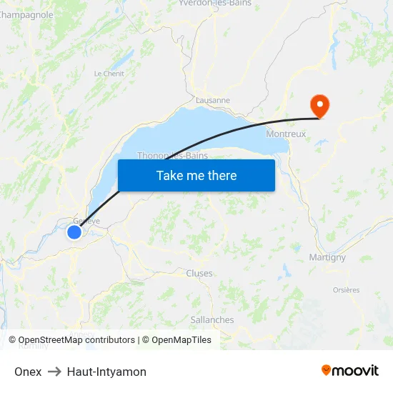 Onex to Haut-Intyamon map