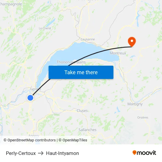 Perly-Certoux to Haut-Intyamon map