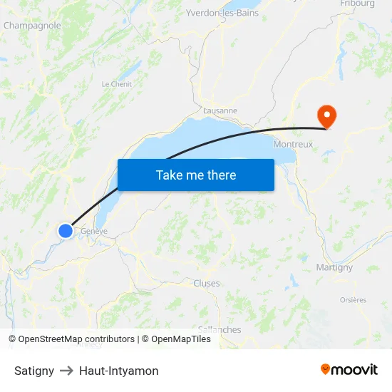 Satigny to Haut-Intyamon map