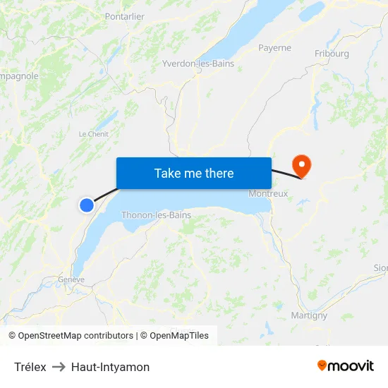 Trélex to Haut-Intyamon map